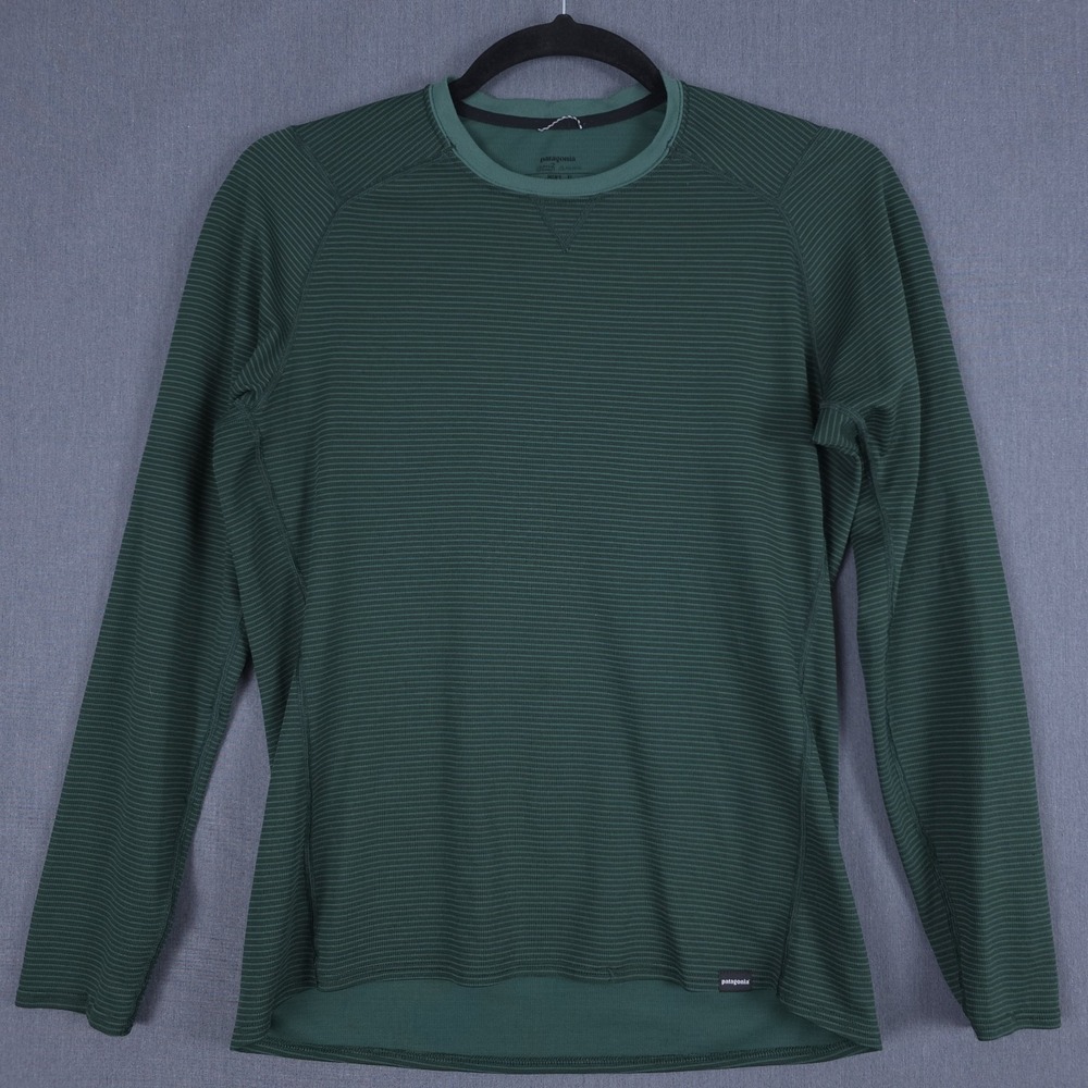 Patagonia Capilene 2 Lightweight Baselayer Mens XL Green Striped Polartec Crew - Picture 1 of 8